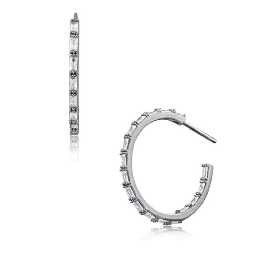 CZ BY KENNETH JAY LANE4 CTTW Baguette CZ Hoops Earrings